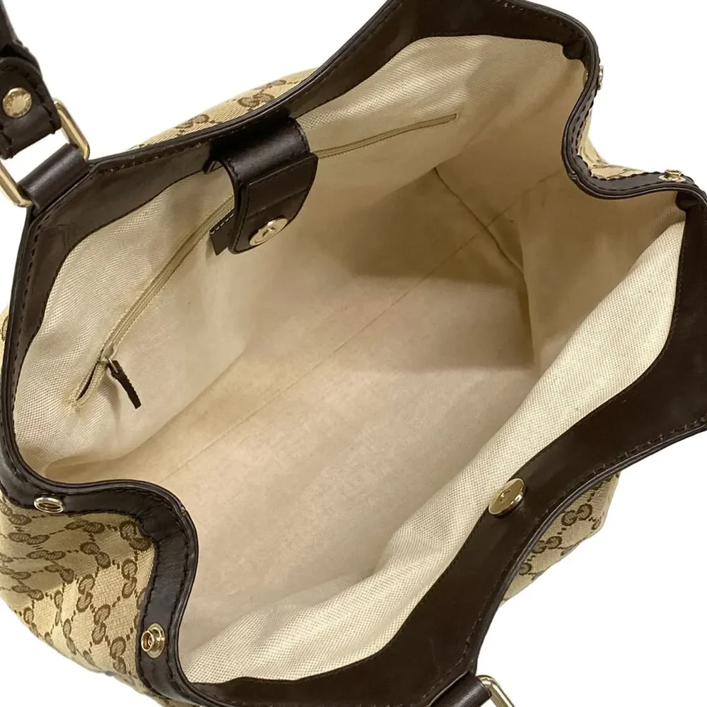 Gucci Sukey, GG Pattern Tote Bag 211944 Beige Dark Brown Jacquard Leather